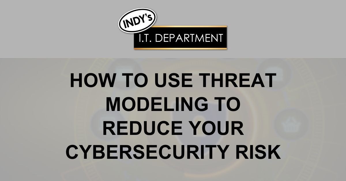 Blog Featured image with Indy's IT Department logo and text overlay, " how to use threat modeling to reduce your cybersecurity risk"