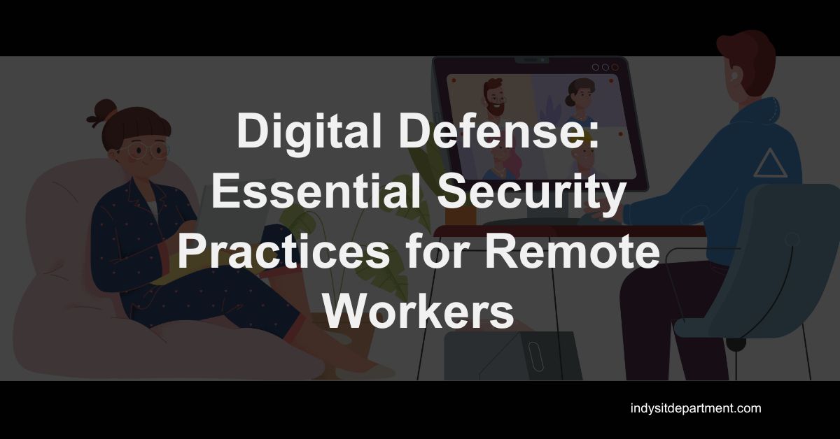 Infographic for blog feature that says, "Digital Defense: Essential Security Practices for Remote Workers".